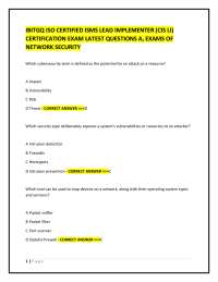 IBITGQ ISO CERTIFIED ISMS LEAD IMPLEMENTER (CIS LI) CERTIFICATION EXAM LATEST QUESTIONS A,