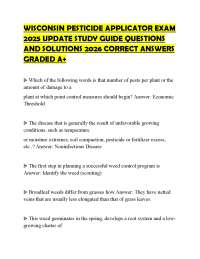 WISCONSIN PESTICIDE APPLICATOR EXAM 2025 UPDATE STUDY GUIDE QUESTIONS AND SOLUTIONS 2026 C
