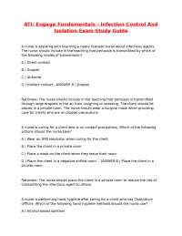 ATI- Engage Fundamentals - Infection Control And Isolation Exam Study Guide.