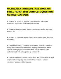 WGU EDUCATION D292 TASK 3 MOCKUP FINAL PAPER 2026 COMPLETE QUESTIONS CORRECT ANSWERS