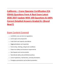 California – Crane Operator Certification (CA OSHA) Questions Form A Real Exam Latest 20