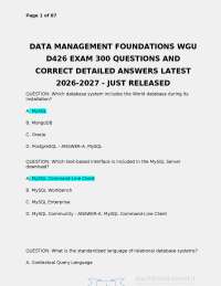 DATA MANAGEMENT FOUNDATIONS WGU D426 EXAM 300 QUESTIONS AND CORRECT DETAILED ANSWERS LATES