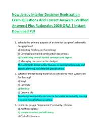 New Jersey Interior Designer Registration Exam Questions And Correct Answers (Verified