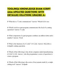 TOOLINGU KNOWLEDGE EXAM SCRIPT 2026 UPDATED QUESTIONS WITH DETAILED SOLUTIONS GRADED A+