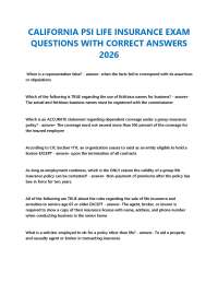 CALIFORNIA PSI LIFE INSURANCE EXAM QUESTIONS WITH CORRECT ANSWERS 2026