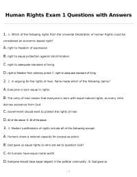 Human Rights Exam 1 Questions with Answers