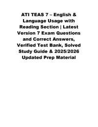 ATI TEAS 7 – English & Language Usage with Reading Section | Latest Version 7 Exam