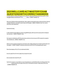 2025 WellCare ACT Mastery Exam Practice Questions with Answers – Healthcare Compliance & P
