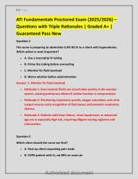 ATI Fundamentals Proctored Exam Comprehensive Review with Practice Questions (Latest Editi