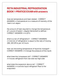 RETA INDUSTRIAL REFRIGERATION BOOK 1 PRATICE EXAM with answers