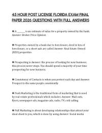 5 HOUR POST LICENSE FLORIDA EXAM FINAL PAPER 2026 QUESTIONS WITH FULL ANSWERS