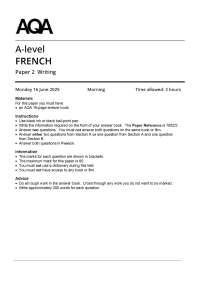 AQA A-Level French Paper 2 Writing 2025 Verified Exam/MS