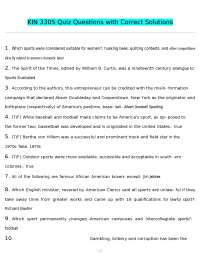 KIN 3305 Quiz Questions with Correct Solutions