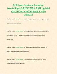 CPC Exam (anatomy & medical terminology) {LATEST 2026 -2027 update} QUESTIONS AND ANSWERS