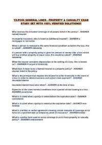TX-PC06 GENERAL LINES - PROPERTY & CASUALTY EXAM STUDY SET WITH 100% VERIFIED SOLUTIONS!!