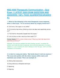 NSG 4300 Therapeutic Communication - Quiz Exam 1 LATEST 2026 EXAM QUESTION AND ANSWERS|