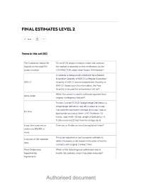 FINAL ESTIMATES LEVEL 2