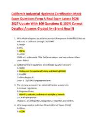 California Industrial Hygienist Certification Mock Exam Questions Form A Real Exam Latest