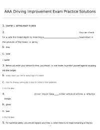 AAA Driving Improvement Exam Practice Solutions