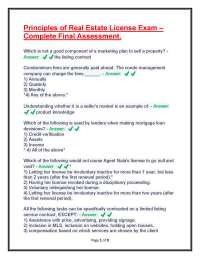 Principles of Real Estate License Exam – Complete Final Assessment.