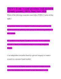 TSCP 2 Exam| Actual questions and answers| Already graded| 100% Pass| New 2026