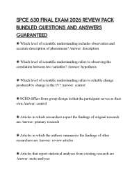 SPCE 630 FINAL EXAM 2026 REVIEW PACK BUNDLED QUESTIONS AND ANSWERS GUARANTEED