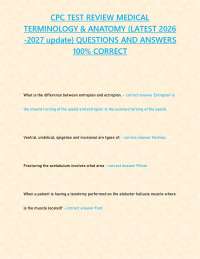 CPC TEST REVIEW MEDICAL TERMINOLOGY & ANATOMY {LATEST 2026 -2027 update} QUESTIONS AND ANS