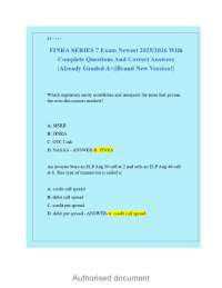 FINRA SERIES 7 Exam Newest 20252026 With Complete Questions And Correct Answers
