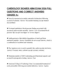 CARDIOLOGY BOARDS ABIM EXAM 2026 FULL QUESTIONS AND CORRECT ANSWERS GRADED A+