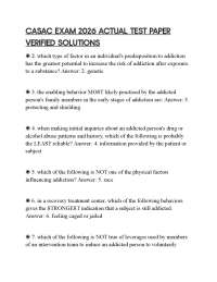 CASAC EXAM 2026 ACTUAL TEST PAPER VERIFIED SOLUTIONS