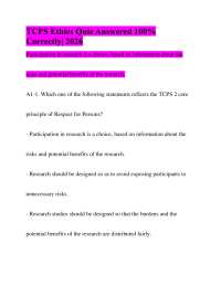 TCPS Ethics Quiz Answered 100% Correctly| 2026