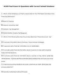 A100 Final Exam IU Questions with Correct Solved Solutions