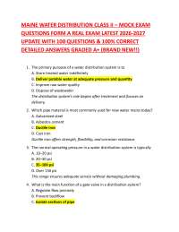 MAINE WATER DISTRIBUTION CLASS II – MOCK EXAM QUESTIONS FORM A REAL EXAM LATEST 2026-2027