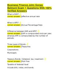 Business Finance John Gonas Belmont Exam 1 Questions With 100% Verified Answers