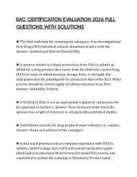 RAC CERTIFICATION EVALUATION 2026 FULL QUESTIONS WITH SOLUTIONS