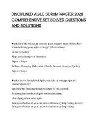 DISCIPLINED AGILE SCRUM MASTER 2026 COMPREHENSIVE SET SOLVED QUESTIONS AND SOLUTIONS