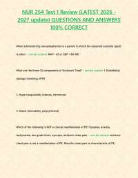 NUR 254 Test 1 Review {LATEST 2026 -2027 update} QUESTIONS AND ANSWERS 100% CORRECT