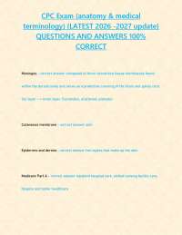 CPC Exam (anatomy & medical terminology) {LATEST 2026 -2027 update} QUESTIONS AND ANSWERS