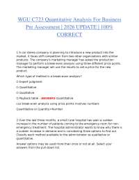 WGU C723 QUANTITATIVE ANALYSIS FOR BUSINESS PRE-ASSESSMENT | 2026 UPDATE | 100% CORRECT