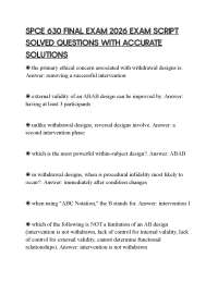SPCE 630 FINAL EXAM 2026 EXAM SCRIPT SOLVED QUESTIONS WITH ACCURATE SOLUTIONS