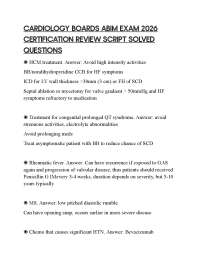 CARDIOLOGY BOARDS ABIM EXAM 2026 CERTIFICATION REVIEW SCRIPT SOLVED QUESTIONS