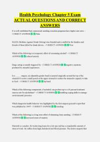 Health Psychology Chapter 5 Exam ACTUAL QUESTIONS AND CORRECT ANSWERS