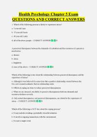 Health Psychology Chapter 5 Exam QUESTIONS AND CORRECT ANSWERS