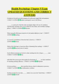 Health Psychology Chapter 5 Exam UPDATED QUESTIONS AND CORRECT ANSWERS