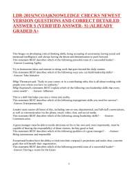 LDR-201S(NCOA)KNOWLEDGE CHECKS NEWEST VERSION QUESTIONS AND CORRECT DETAILED ANSWER S (VER