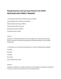 Nevada Business and Law Exam Practice Test LATEST QUESTIONS AND CORRECT ANSWERS