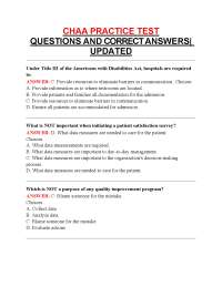 CHAA PRACTICE TEST QUESTIONS AND CORRECT ANSWERS| UPDATED