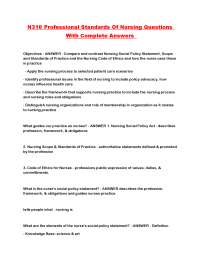 N310 Professional Standards Of Nursing Questions With Complete Answers.