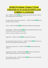 Health Psychology Chapter 5 Exam UPDATED ACTUALQUESTIONS AND CORRECT ANSWERS