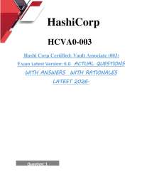 Hashi Corp Certified: Vault Associate (003) Exam Latest Version: 6.0